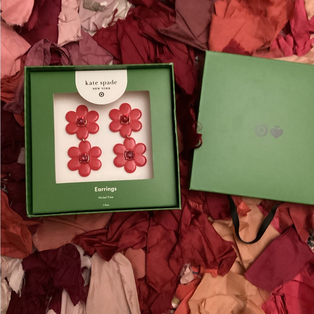 Kate Spade x Target Floral Earrings - Poppy Red-NIB